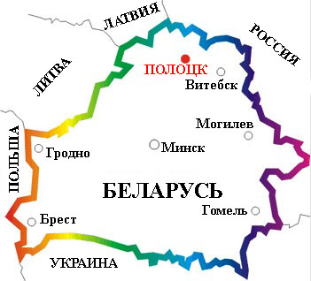 Полоцк на карте Беларуси
